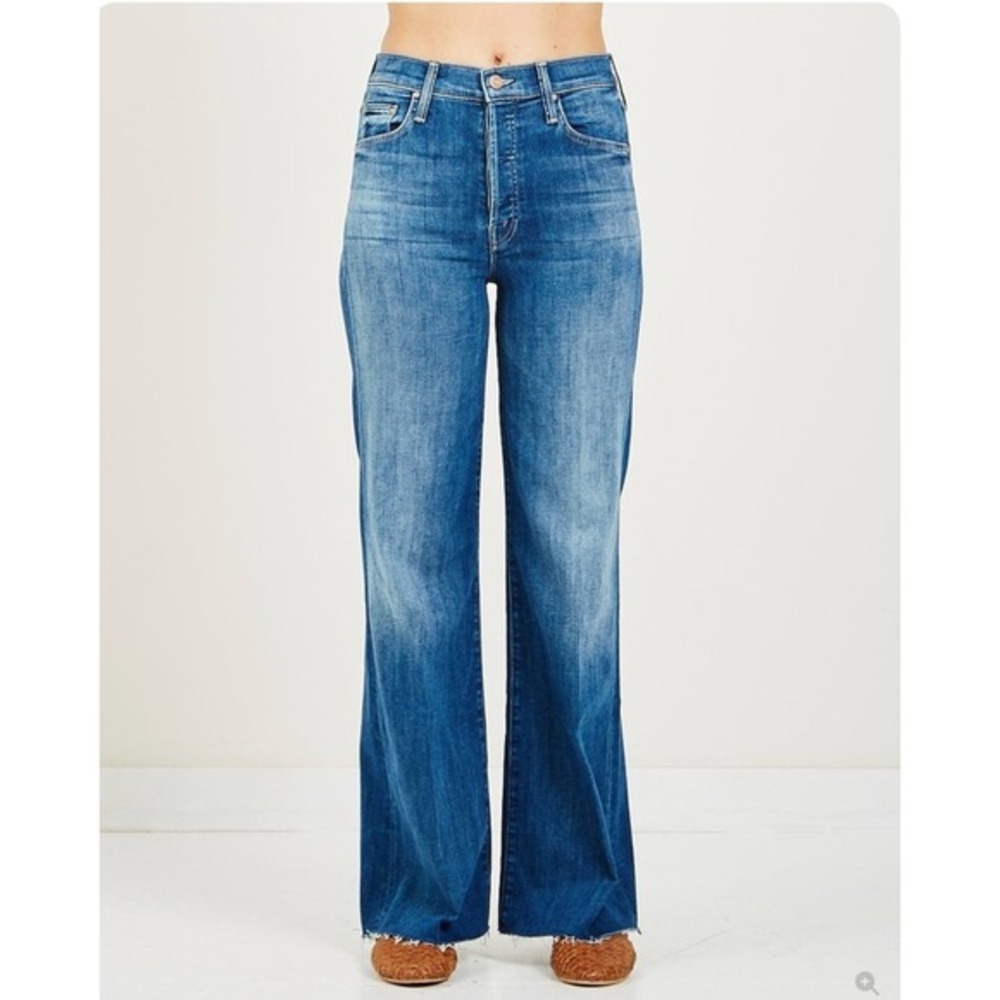 MOTHER The Tomcat Roller Fray Jeans Home Before‎ Dawn Blue Wide Leg 31